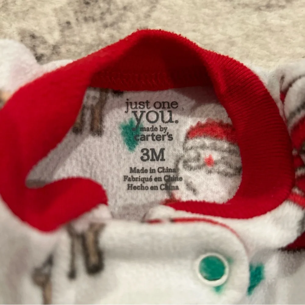 3 Piece Holiday Christmas Bundle 0-3M 2 Fleece Sleepers & Santa Baby Bodysuit